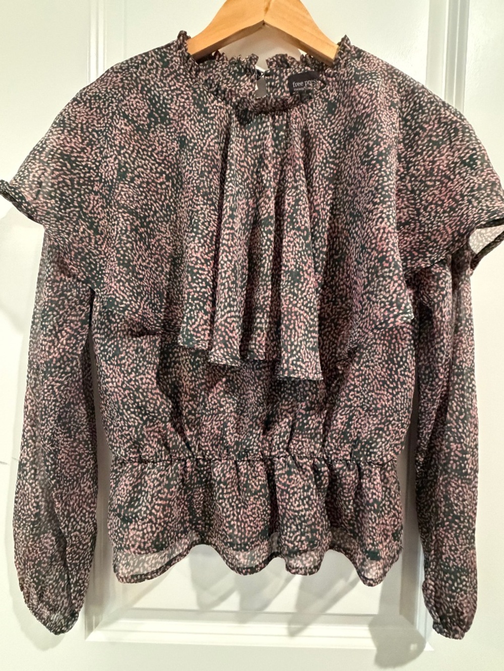 NWOT-Free Press Ruffle Mock Neck Blouse